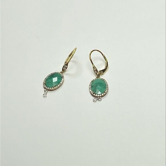 Meira T 14K Gold, Emerald & Diamond Drop Earrings - Picture 3 of 10